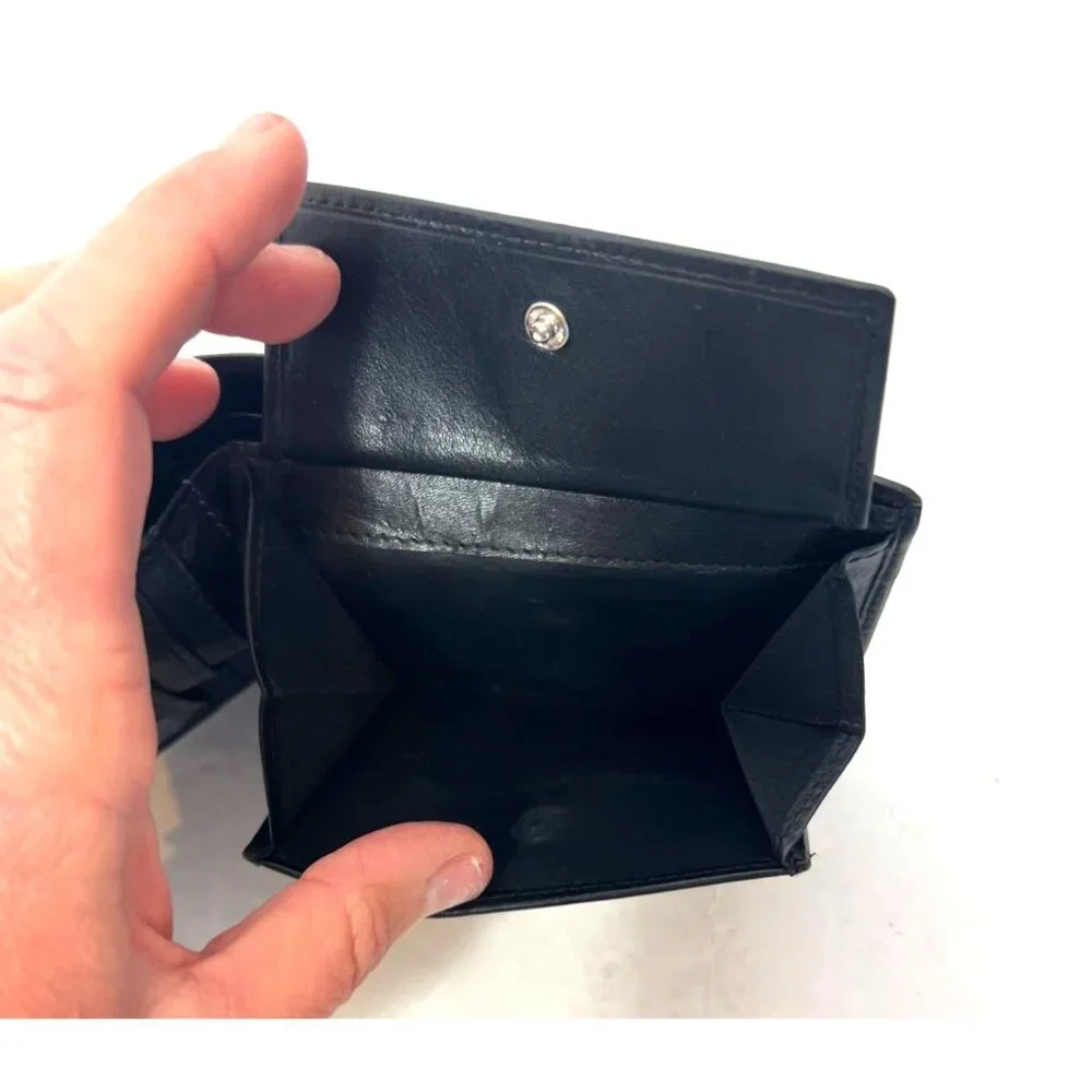 RV Roncato Black Leather Wallet With Coin Pocket & 4 Card Slots Mens Slim Design